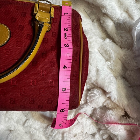 Fendi ❤️ Red FF Jacquard Mini Boston Satchel Bag. Vintage. With COA - Picture 13 of 13